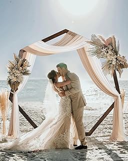 DearHouse Wooden Wedding Arch, 7.2FT Heptagona Wooden Arch for Wedding A...