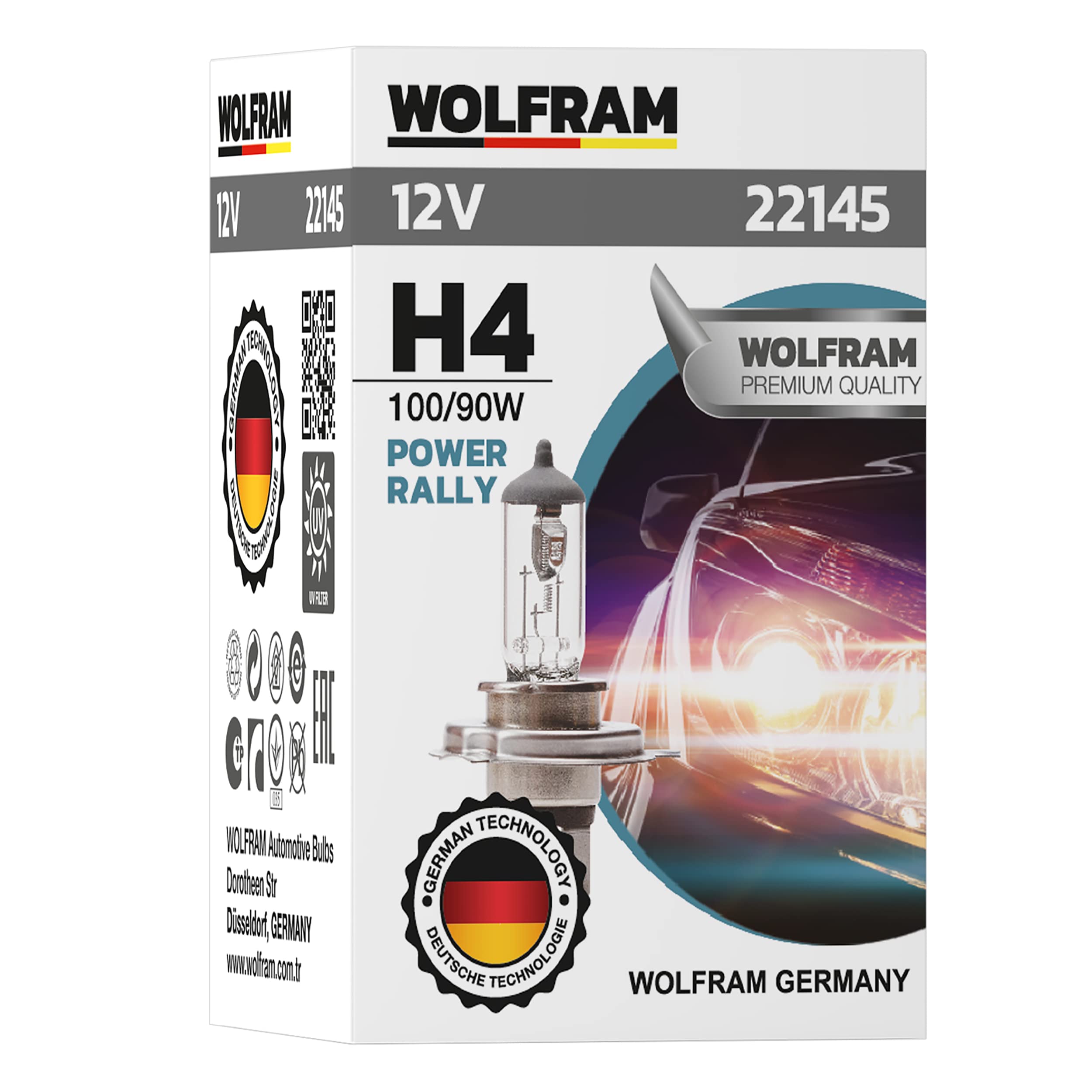 WolframPOWER RALLY HALOGEN BULB H4, 12V, 100/90W, 22145, folding box (1 lamp)
