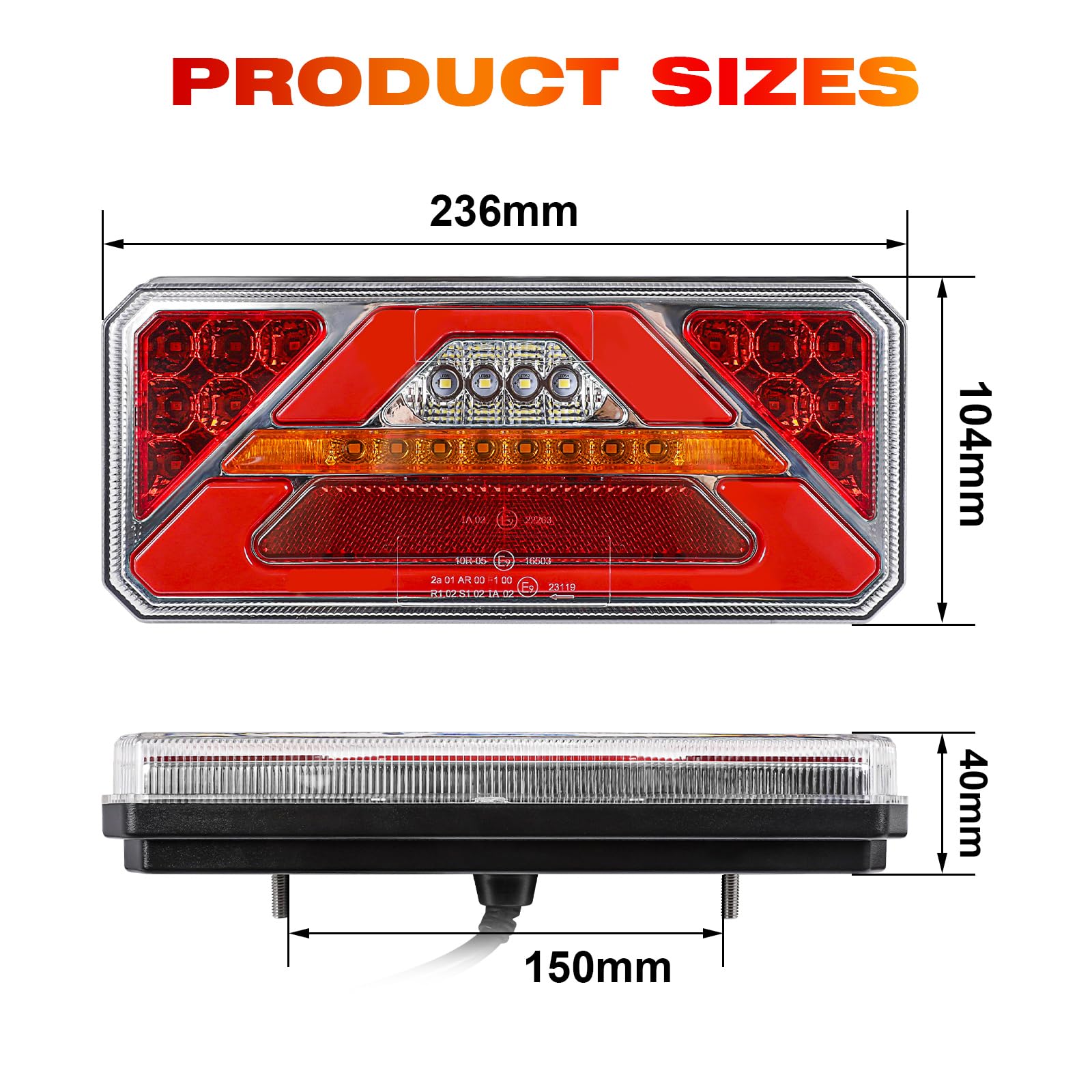 Achterlicht unit helder, smal en lang 12V, 24V Achterlicht unit helder, smal en lang 12V, 24V