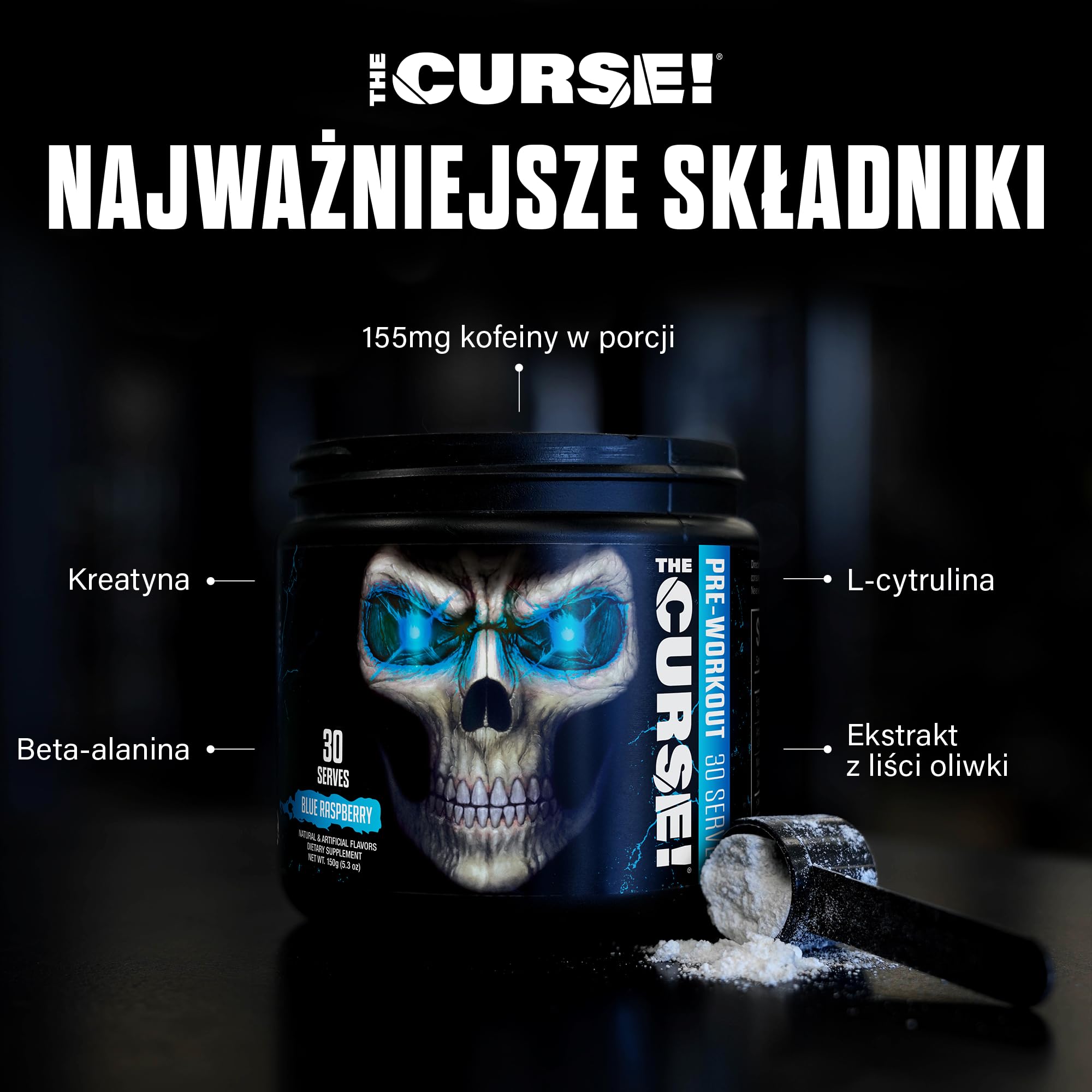 JNX Sports The Curse! Pre-Workout Powder with Caffeine, Beta-Alanine, Creatine & L-Citrulline, 50 Servings, Pre-Workout Supplement for Men & Women, Watermelon Flavour