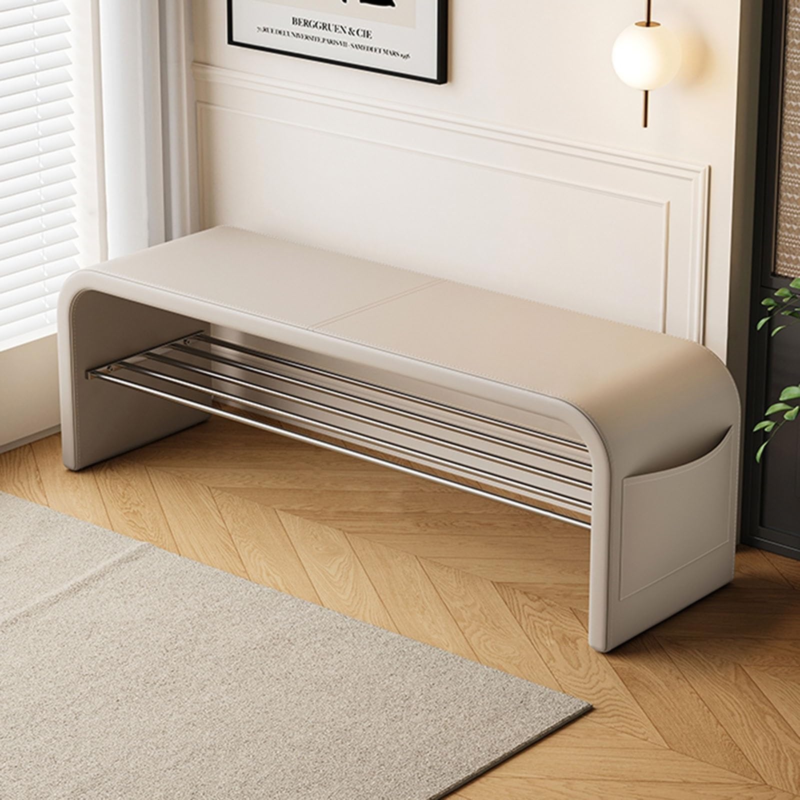 Banc de rangement pour chaussures afin de désencombrer l'entrée étroite