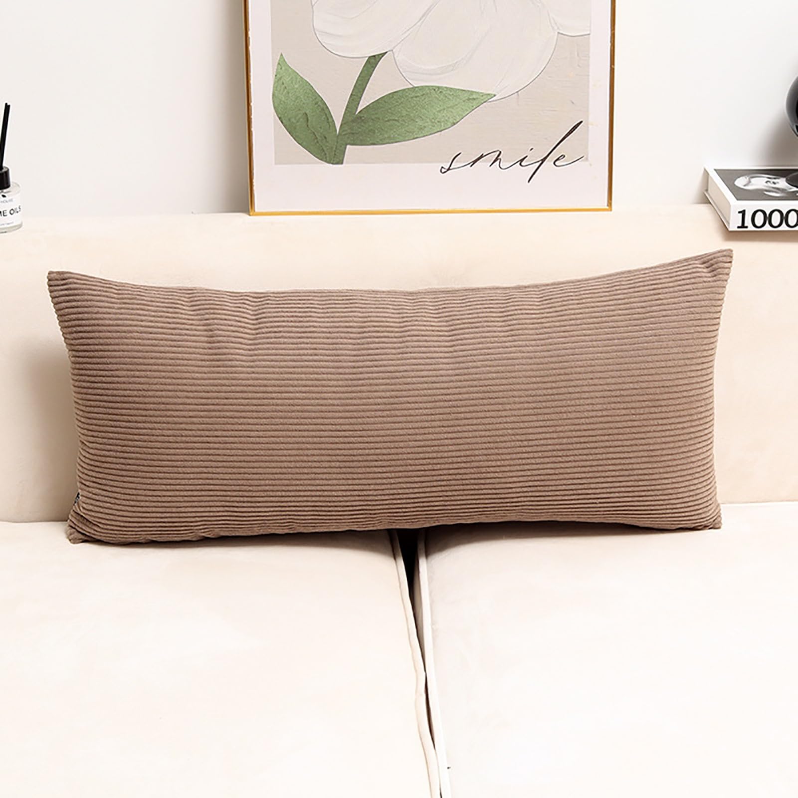YSPZDQ Long Soft Fluffy Corduroy Pillow Case and Cushion Covers, Decorative Rectangle Bolster Body Pillow Cover with Zipper Closure No Insert for Livingroom Sofa Bedroom Bed(Coffee,70 x 40 cm)