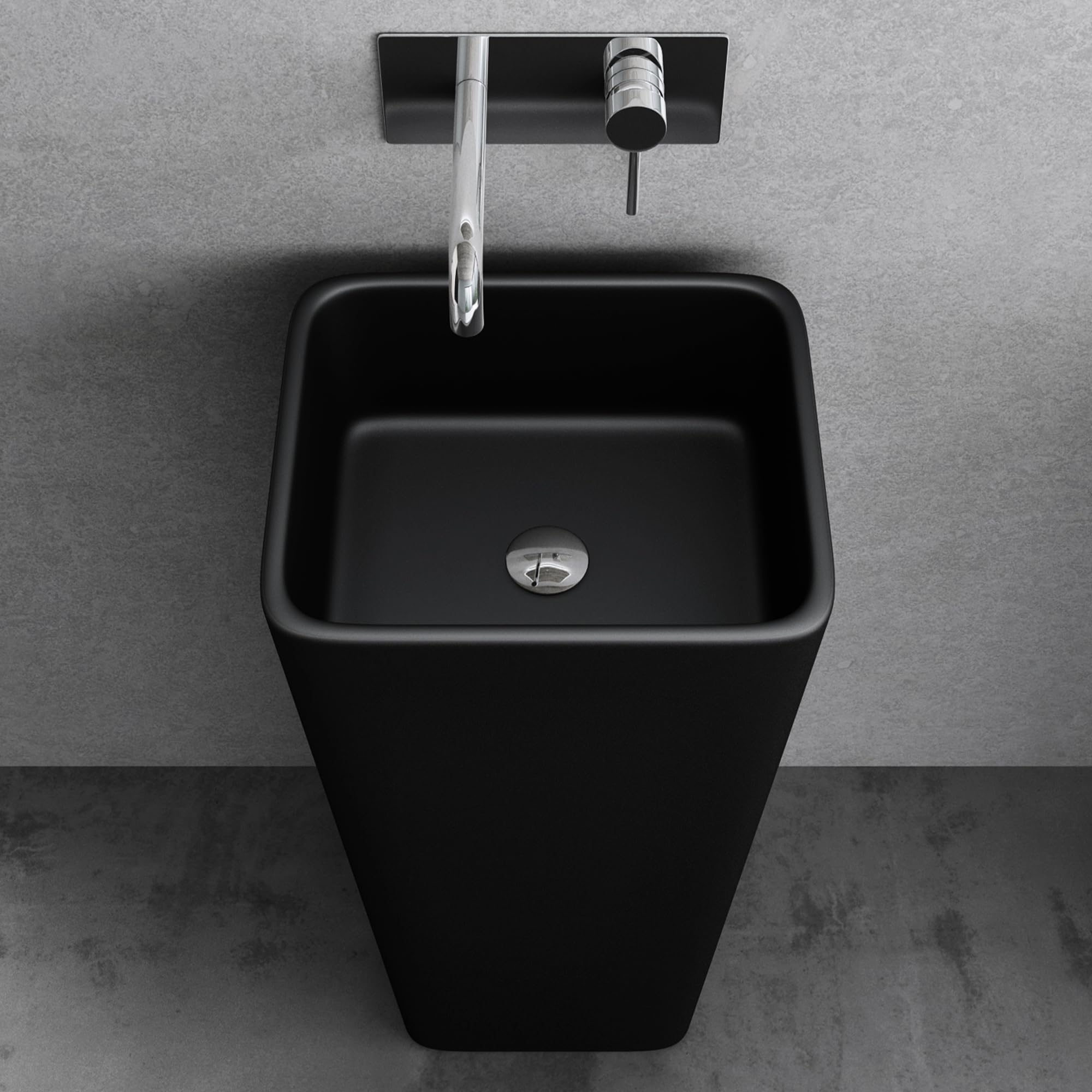 doporro Lavabo Colonne Noir Vasque sur Pied Lave Mains Rectangulaire Solid Surface 40x35x80cm Colossum31