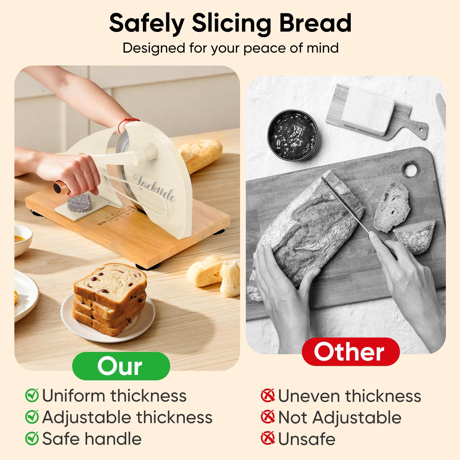 LockTide Affettatrice manuale per pane con lievito naturale fatto in casa