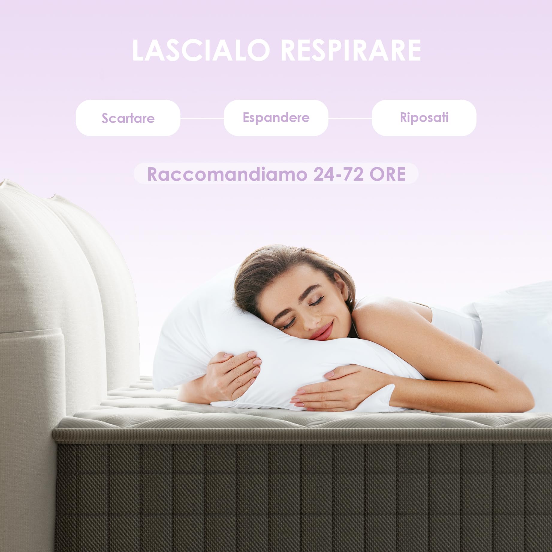 DEWINNER Materasso a Memoria 25cm + Rete a Doghe 160x190cm, Alto 35cm, con 8 piedi, 13 doghe, Facile da montare, Ortopedico, Antiacaro, Grigio，Letto Matrimoniale