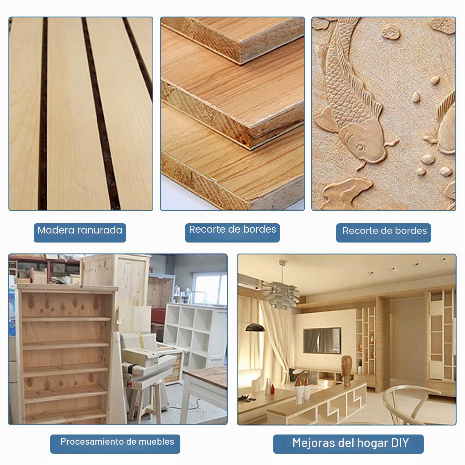 Fresadora Madera, Fresadora para Madera Eléctrica 30000R/min 800 W 220 V Herramienta de Enrutador de Palma de Madera, Fresadora de Cantos Recortadora Eléctrica para Trabajos de Artesanía en Madera