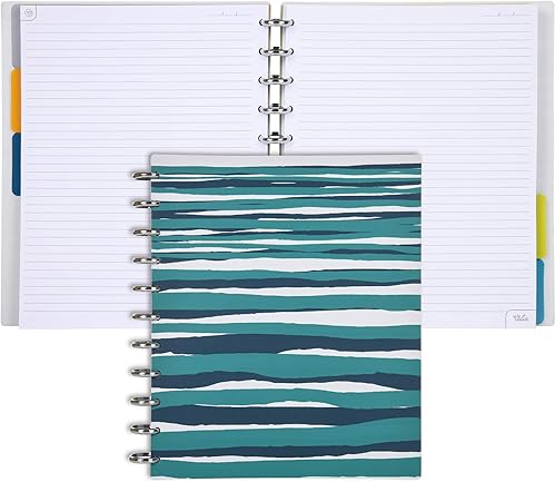 Vista 407 de Talia - Agenda personalizable con aros, (Fireworks Deep Lake, con discos Deep Lake, tamaño mediano (7.5 x 9.75 pulgadas).