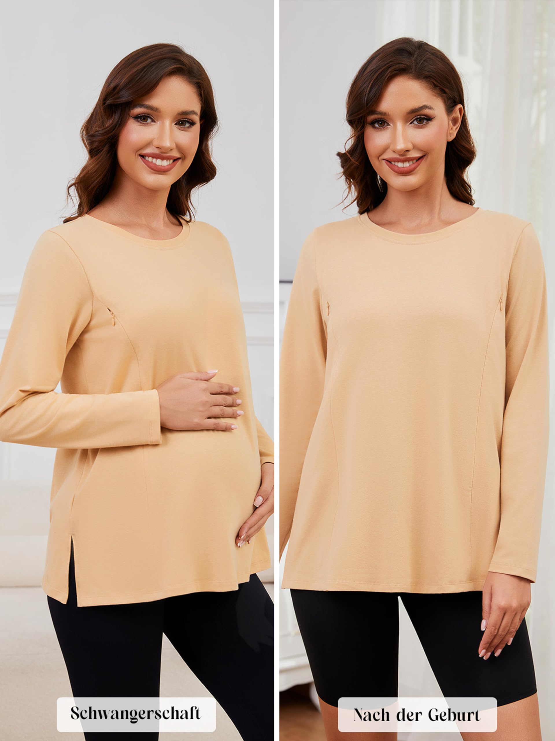 Pack de 3 camisetas de lactancia para mujer con cremallera, sueltas de maternidad, manga larga, ropa de maternidad, invierno