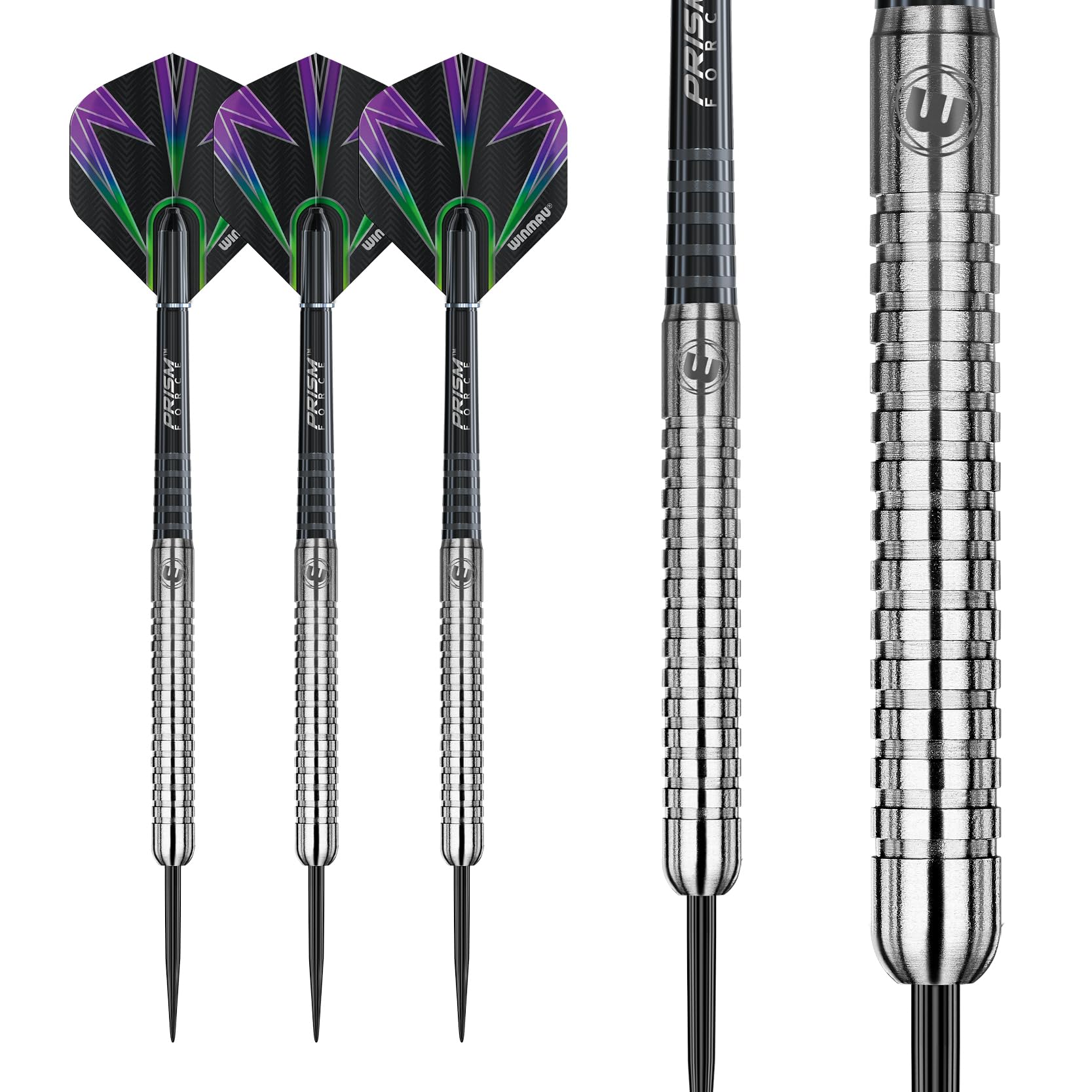 WINMAU Foxfire Freccette in tungsteno – Disponibili nei Pesi da 21, 22, 23, 24, 25, 26 e 28 Grammi, Complete di Alette e astine Prism
