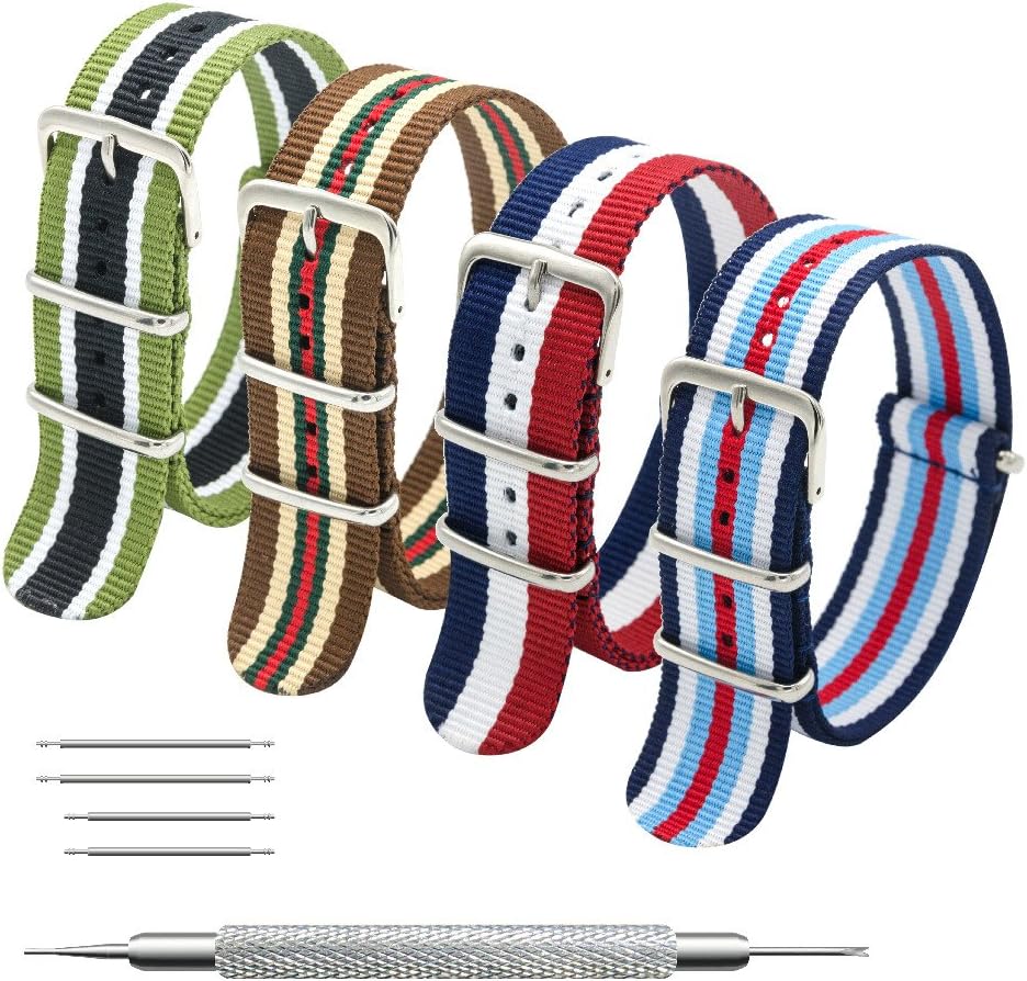 MEGALITH Nato Strap 4/8 Packs 16mm 18mm 20mm 22mm 24mm Ballistic Nylon ...