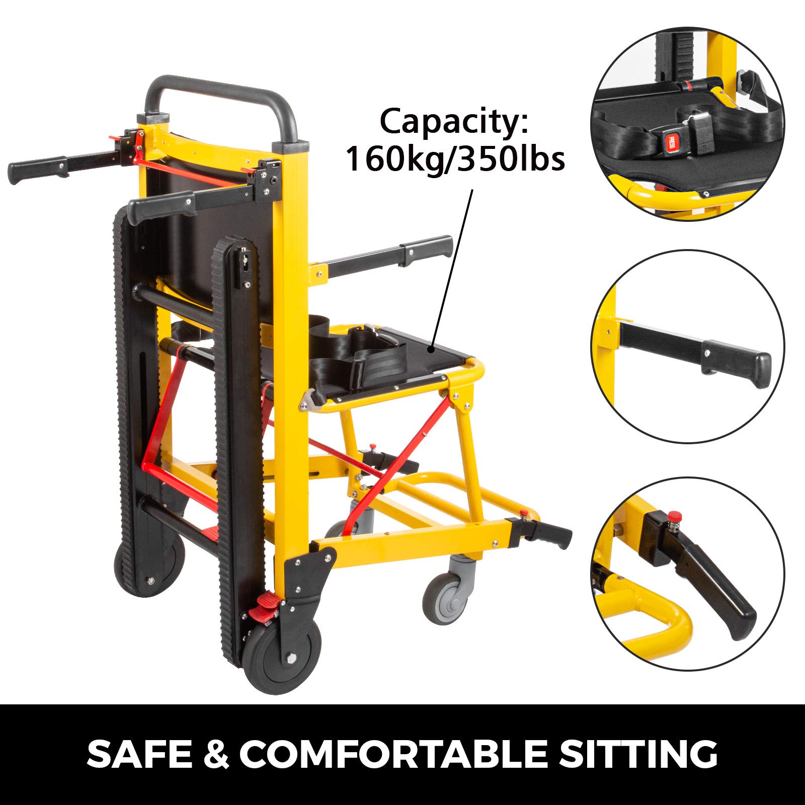 VEVOR EMS Medical Chair Stair Lifting Manual Climbing Wheelchair Stair