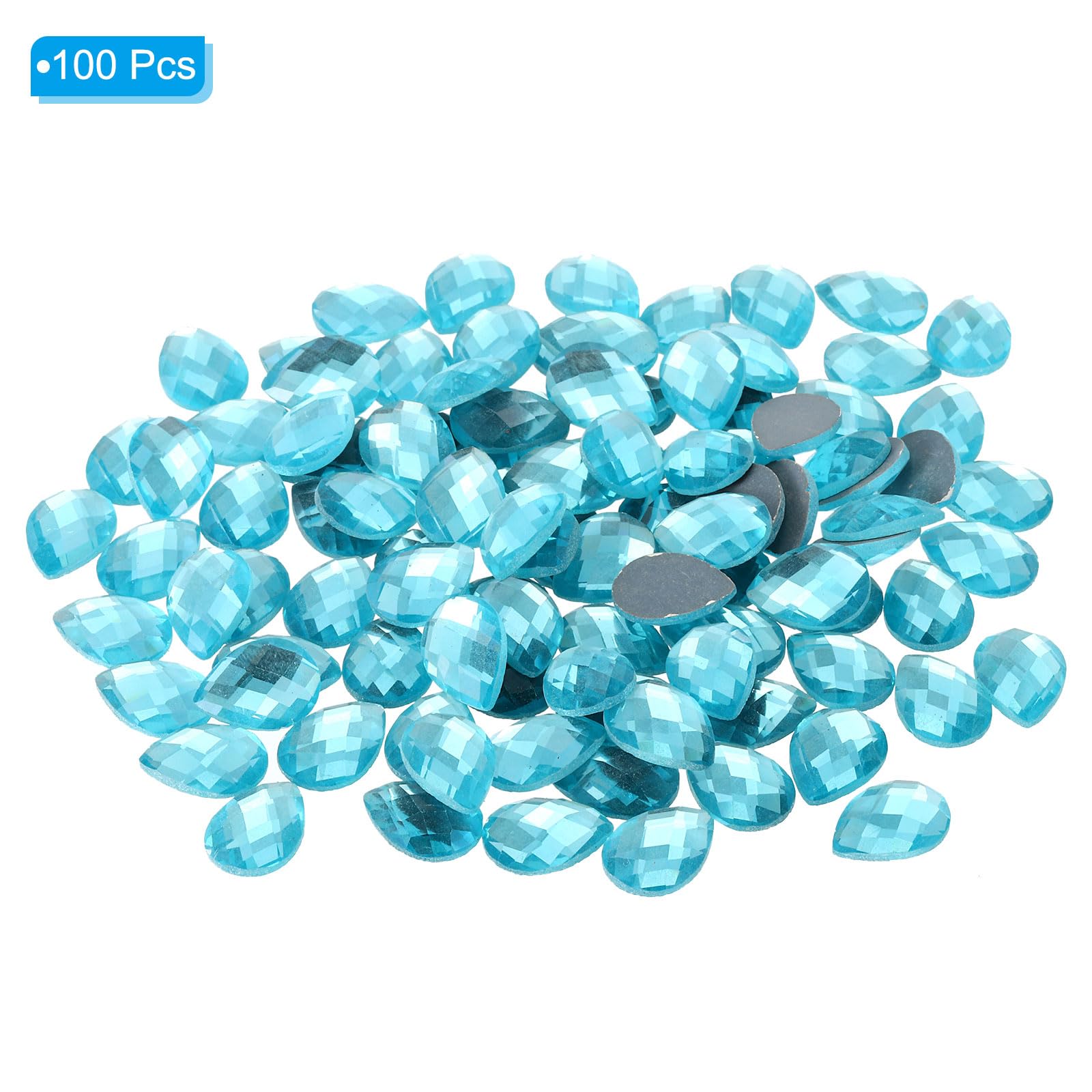 PATIKIL Acrylic Teardrop Gems, 100 Pcs 18x13mm Flat Back Teardrop Rhinestones Plastic Gems for Jewelry Making DIY Craft Light Blue - Image 3
