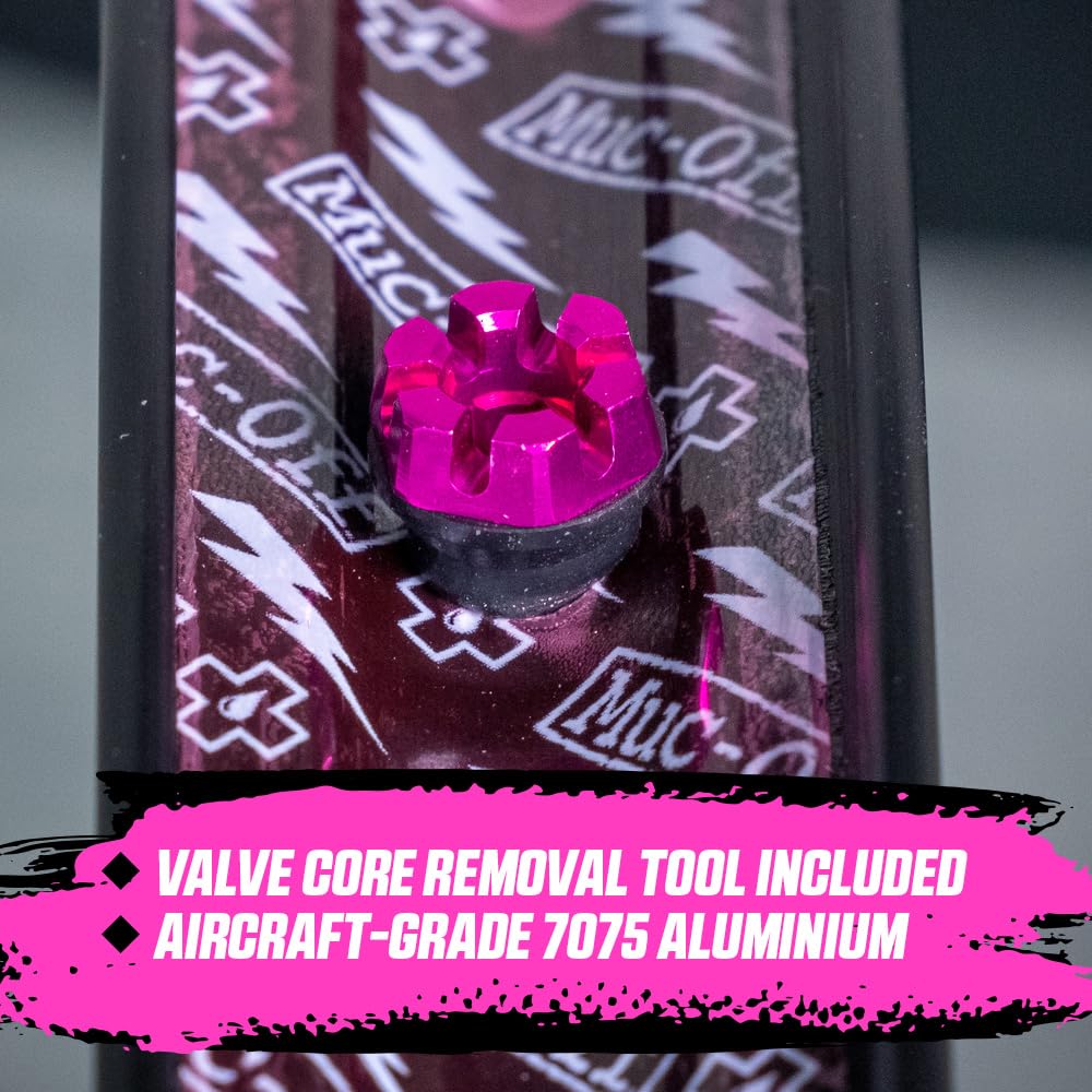 Muc-Off Valvole Presta Rosa, 44 mm - Valvole Tubeless per Bici, con Strumento Smonta Valvola Incluso - di Alta Qualità e Senza Perdite