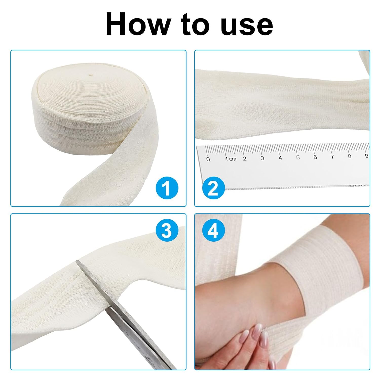 1 Roll 2 Inch x 11 Yard Cotton Stockinette, Elasticated Arm Stocking Reusable Bandage Compression Sleeve, Sweat Absorbent Tubing for Comfort Wear/Active Individuals