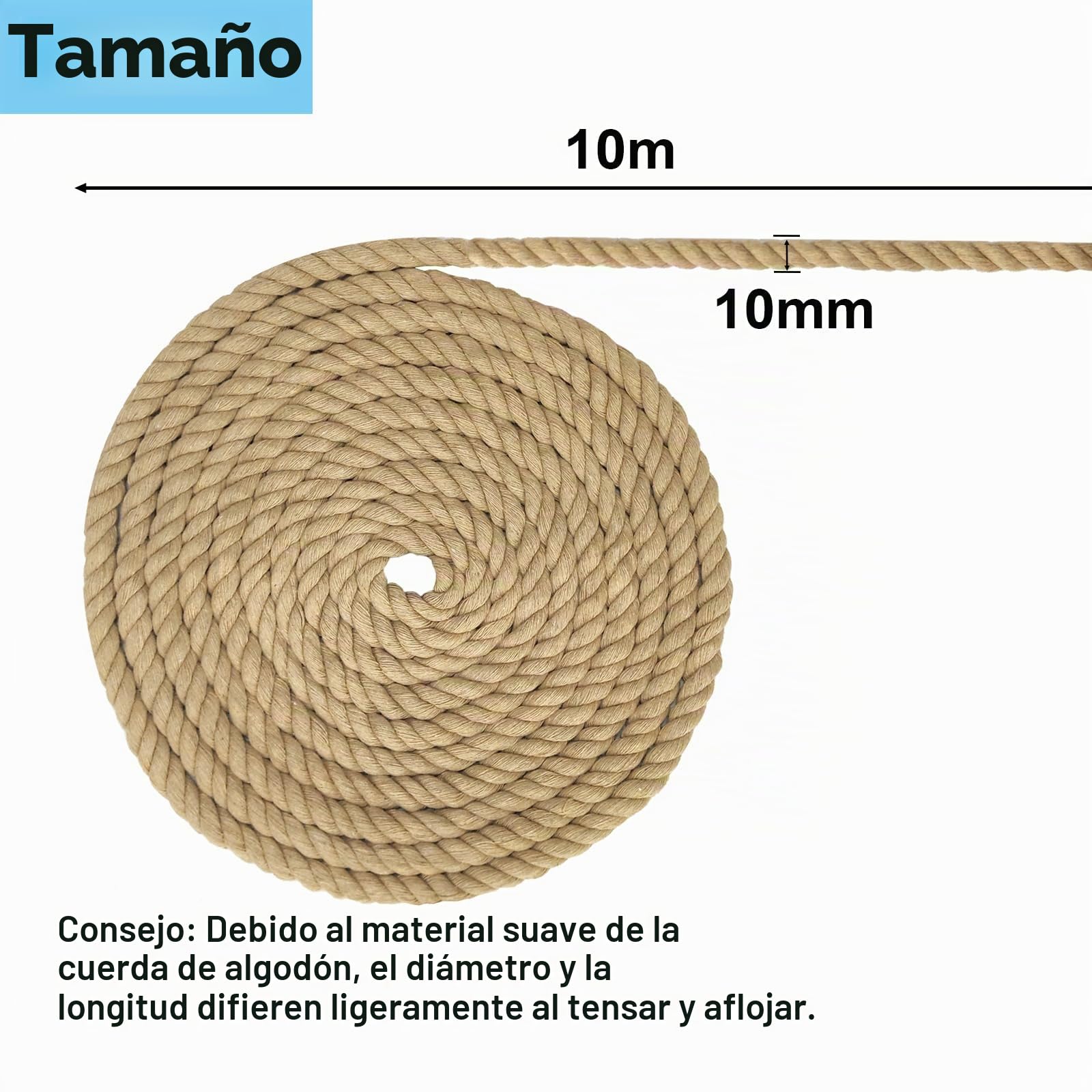 Cordón de algodón, hilo de cuerda de macramé, varios tamaños de cuerda de algodón para manualidades DIY, regalos