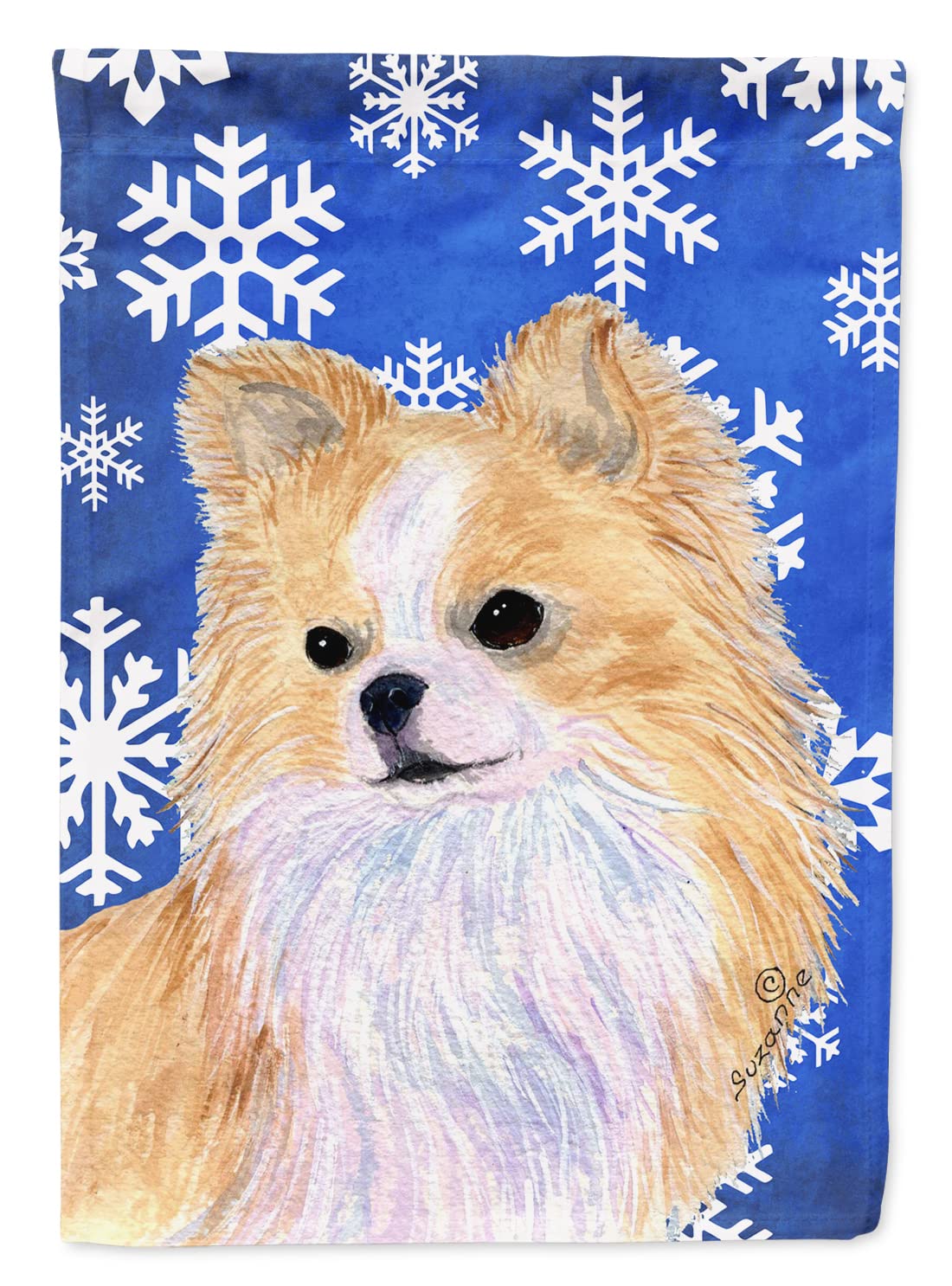 Drapeau Chihuahua Winter Snowflakes grand format multicolore Caroline's Treasures SS4611CHF