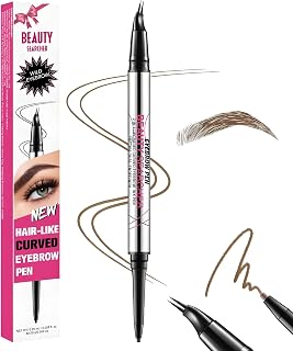 Curved Eyebrow Pen, Eyebrow Pencil Dual-Ended with 2-Fork Tip for Women, Effortlessly Creates Natural Hair-Like Brows, Lasts All-Day Waterproof & Smudge-Proof Formula for Flawless Makeup
