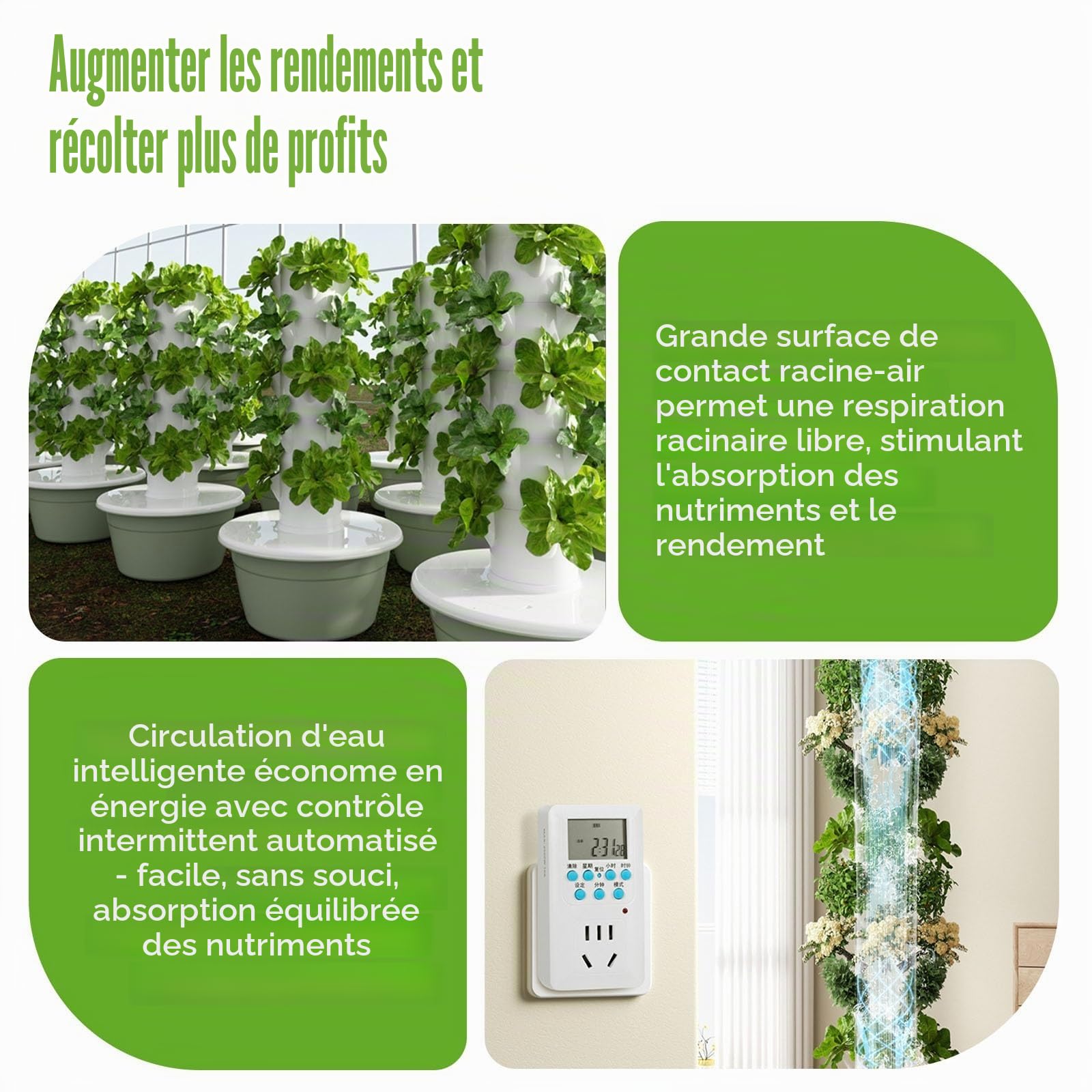Tour Aéroponique Et Système Hydroponique Vertical Intérieur 5/7/9 étages, Kit De Culture Hydroponique Automatique pour Potager Vertical Et Jardin Intelligent Intérieur(9th Floor)