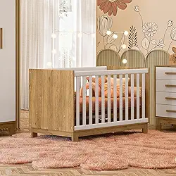 Berço Mini Cama Qencanto Slim 4315 Qmovi Freijó Branco Acetinado