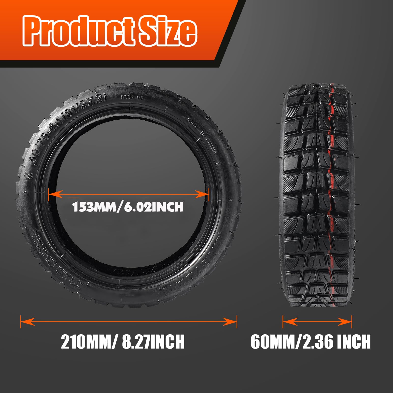 Relibupdater 8.5 Inch Electric Scooter Tire,8 1/2 x 2 Replacement Tires & Inner Tubes?50/75-6.1 Off Road Tire Compatible with okai/Gotrax GXL V2 Thicker Inflatable Scooter Replacement Wheels