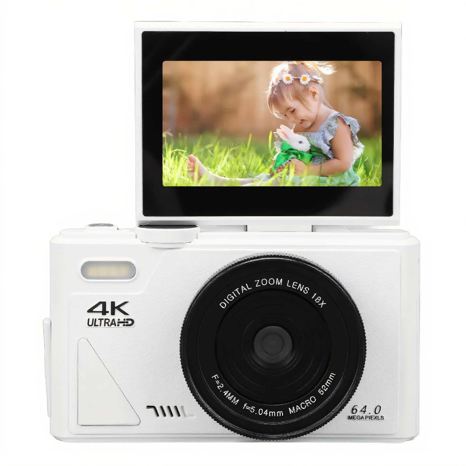 Cámara Digital UHD de 75MP 4K para Fotografía, Cámaras Compactas con Enfoque Automático y Zoom de 18x con Pantalla Abatible de 3 Pulgadas, Cámara de Vlogging Recargable de