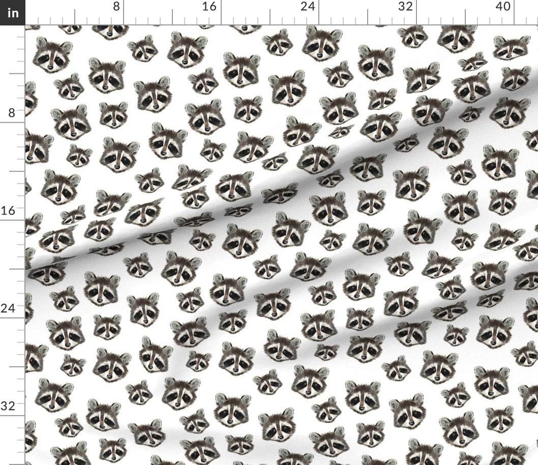Spoonflower Fabric - Raccoons Scale Raccoon Woodland Forest Animal Neutral Black White Printed on Petal Signature Cotton Fabric by The Yard - Sewing Quilting Apparel Crafts Decor