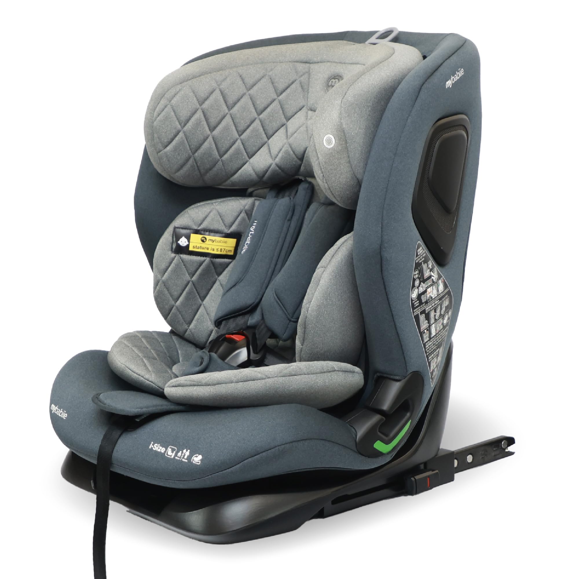 My Babiie MBCS123 Toddler & Child Car Seat - ISOFIX with Top Tether, 76-150cm (Approx. 9-36kg, 15 Months - 12 Years), i-Size R129, Group 1/2/3, Adjustable, Forward Facing - Slate Blue