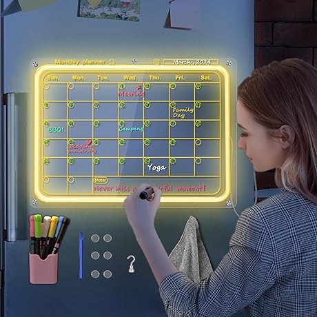 16"x12" Acrylic Magnetic Calendar for Fridge