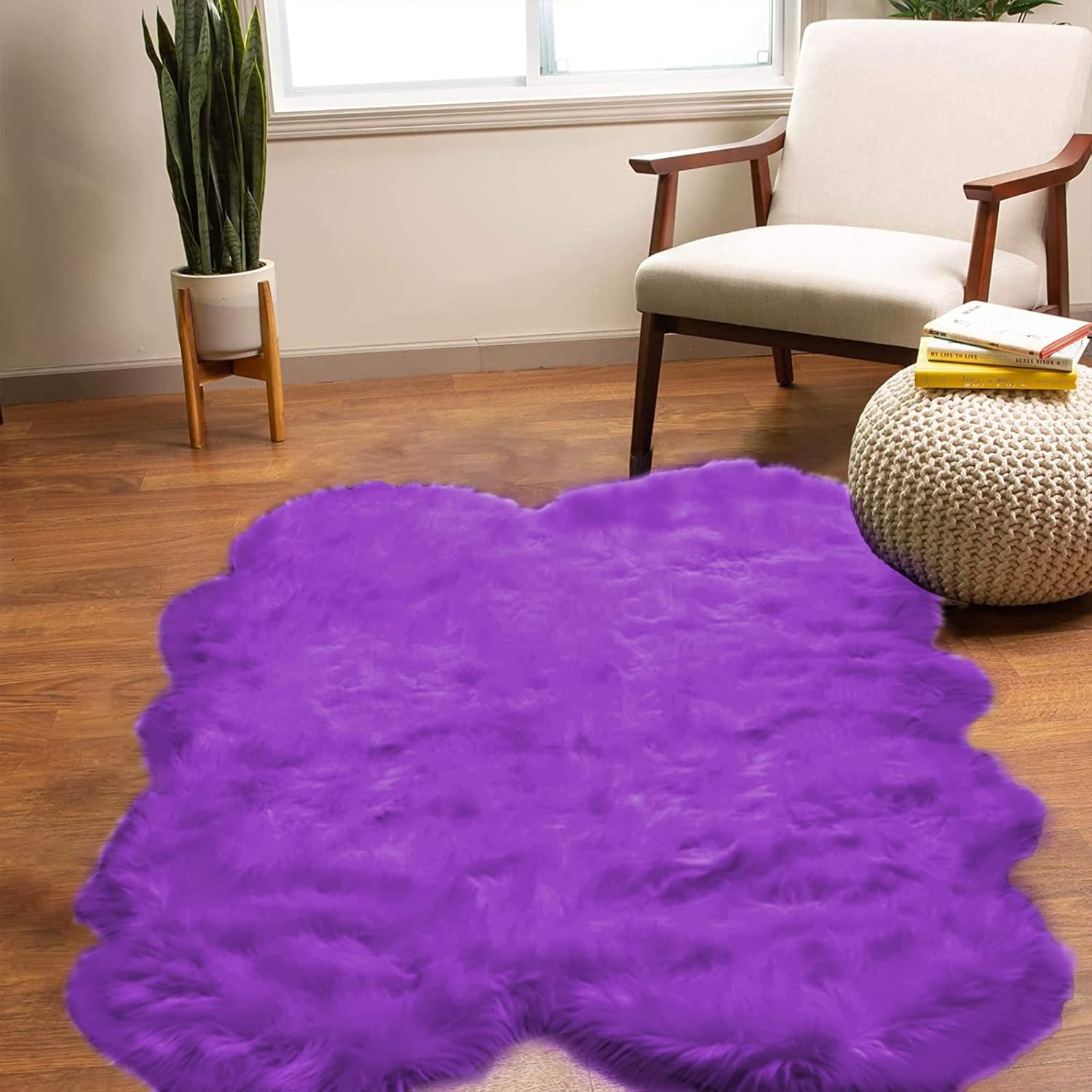 Amazon.com: Latepis Fuzzy Purple 4x6 Area Rug Fluffy Sheepskin Rug Shag ...