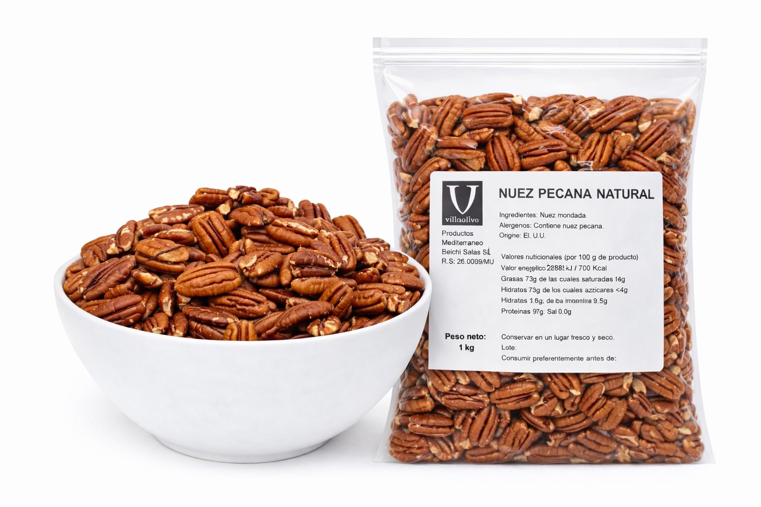 Villaolivo - Nuez pecana | Natural | Bolsa 1kg |