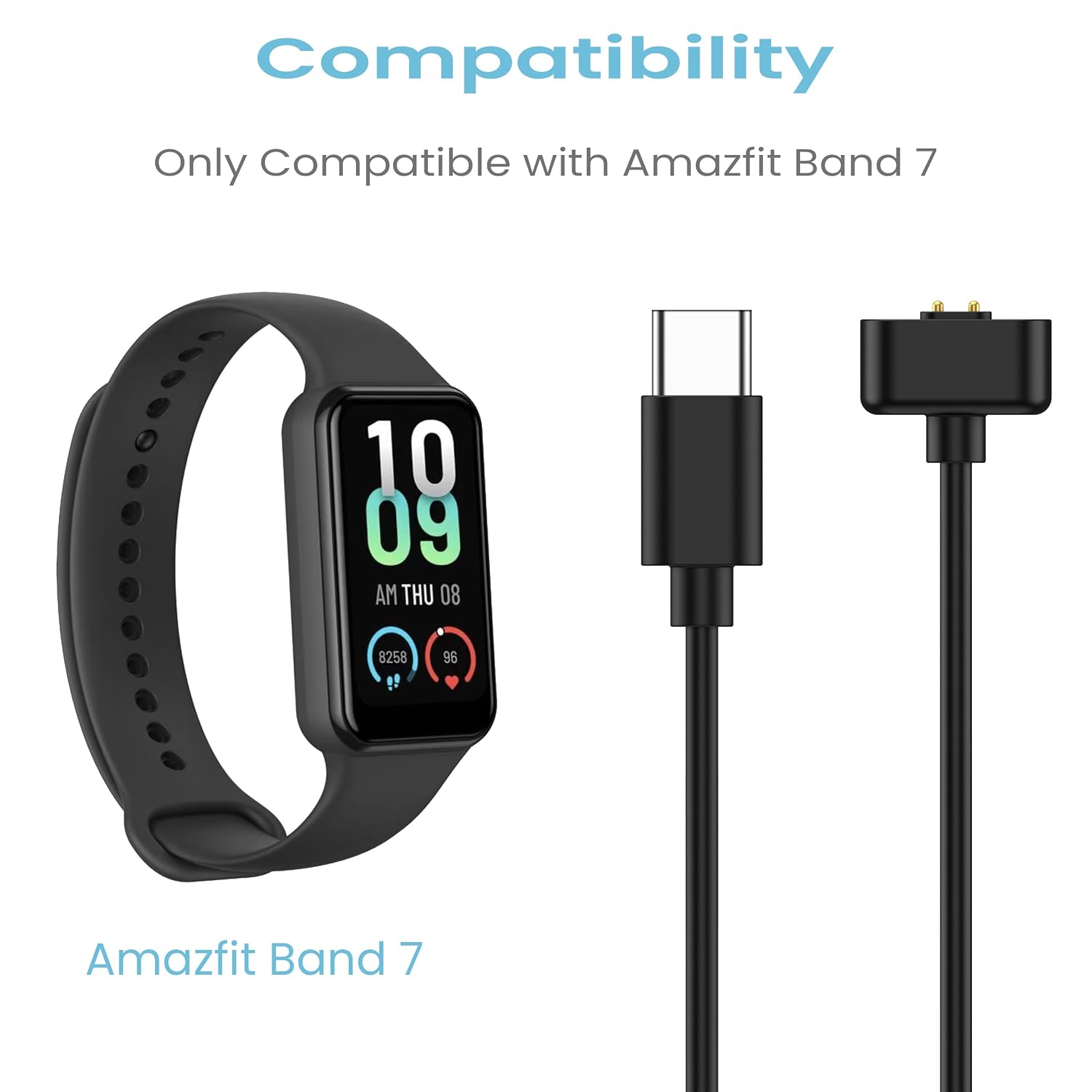 Vancle 2 Pack USB A + USB C Cable for Amazfit Band 7 Charger, 3.3ft Replacement Charging Cable for Amazfit Band 7