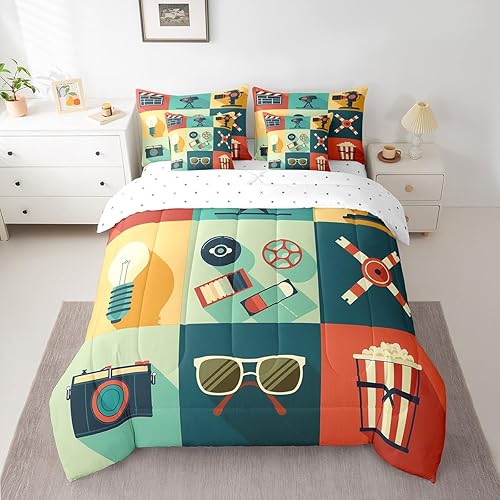 Miniatura 10 de Erosebridal Juego de ropa de cama retro con música de Memphis, 7 piezas, tamaño matrimonial de los años 80 y 90, ropa de cama en una bolsa con