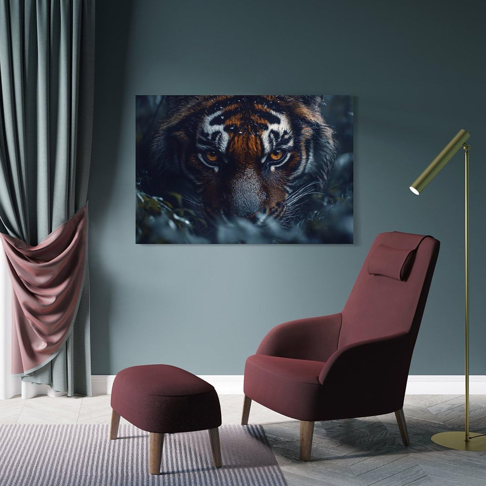 Junmoney Intense Tiger Portrait Canvas Wall Picture, 24x36inch(60x90cm), for Wall Displays, Bedrooms Or Room Updates, Wall Decor Suited to Curated Displays