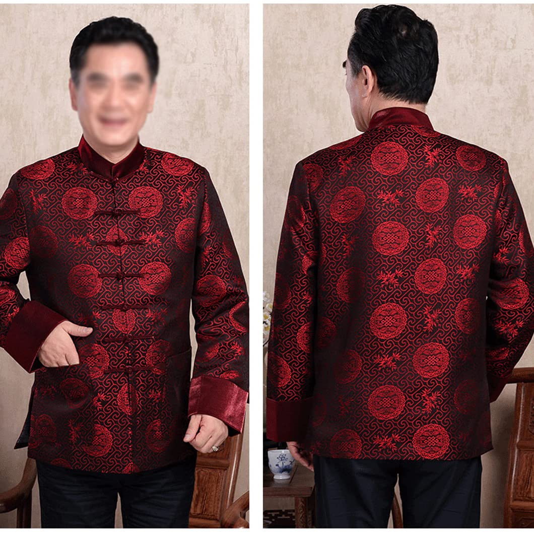Tang Suit Chinesische Kung Fu Jacke Kleidung für Herren Traditionelle chinesische Kleidung Hanfu Mantel Tai Chi Uniform Kampfsport Uniformen Langarm Mantel Tops Shirt