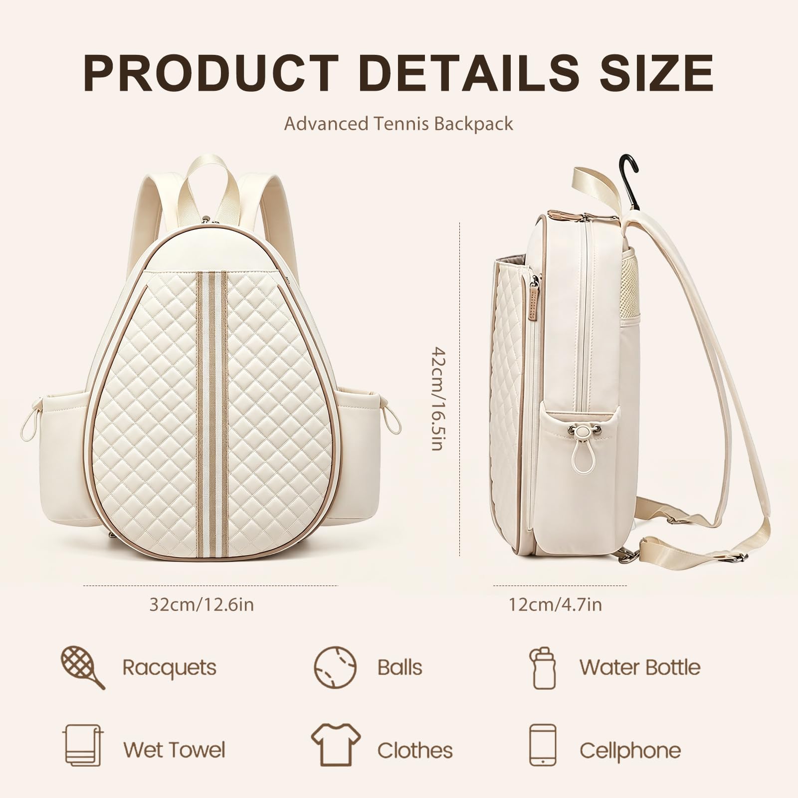 Borsa da tennis da uomo e bambino, zaino da tennis e borsa da badminton, impermeabile e leggera, design multiplo per racchette da tennis, padel, pickleball
