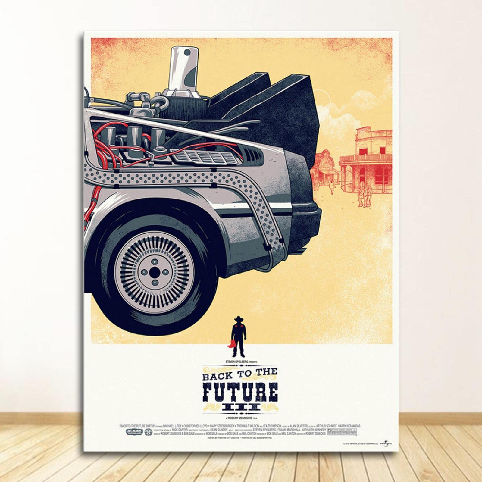 XIANGPEIFBH Immagini di film classici Home Decor Ragazzo Regalo per bambini Ritorno al futuro Auto Poster Dipinti su tela Stampa poster 70x90cm (28x35in) x3 Cornice interna