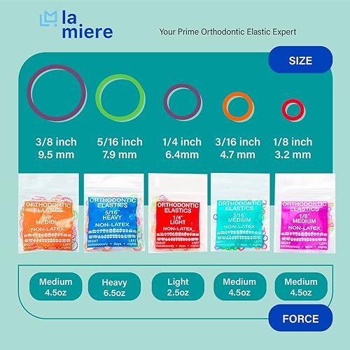 Miniatura 5 de 100 bandas elásticas intraorales de látex neón, bandas elásticas dentales de ortodoncia hechas en Estados Unidos, luz de 14 pulgadas, látex neón