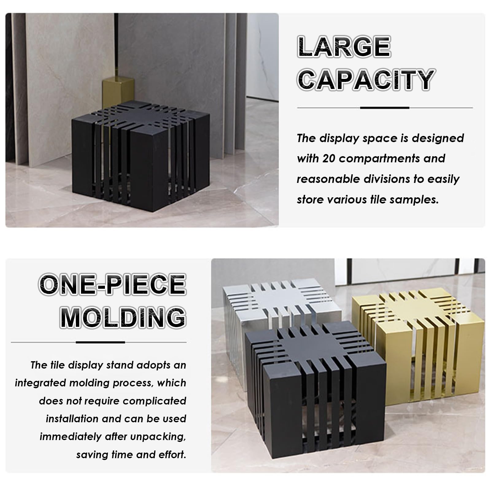 Espositore per Piastrelle in Ceramica,Espositore Piastrelle da Pavimento,Design Rettangolare, 20 Slot,Adatto Showroom, Negozi al Dettaglio