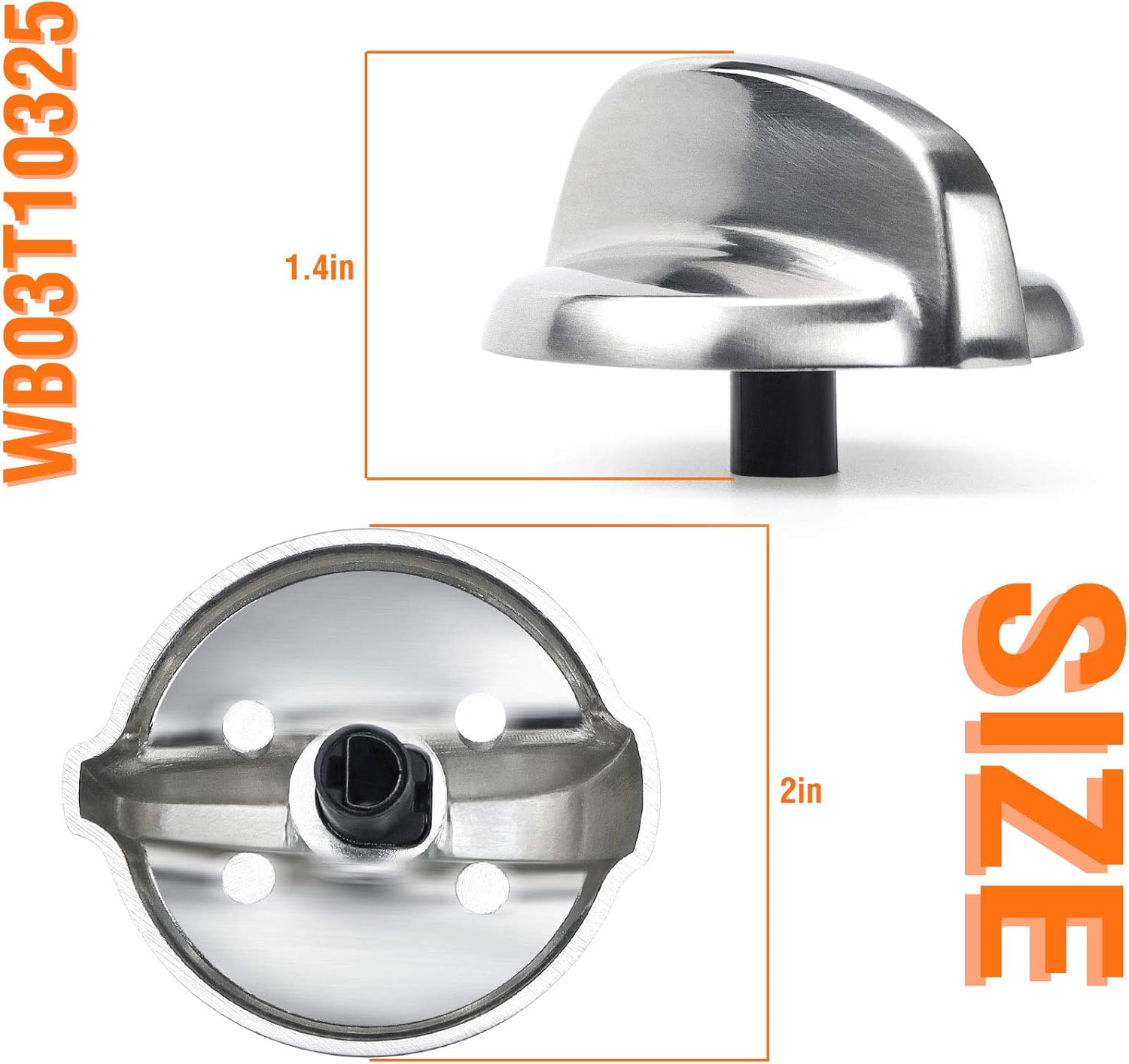 Burner Control Knob WB03T10325 Metal Stove Knobs for General Electric (GE) A Cooktop/Stove/Oven Knobs-Replace AP5690210 PS3510510 (5Pack)
