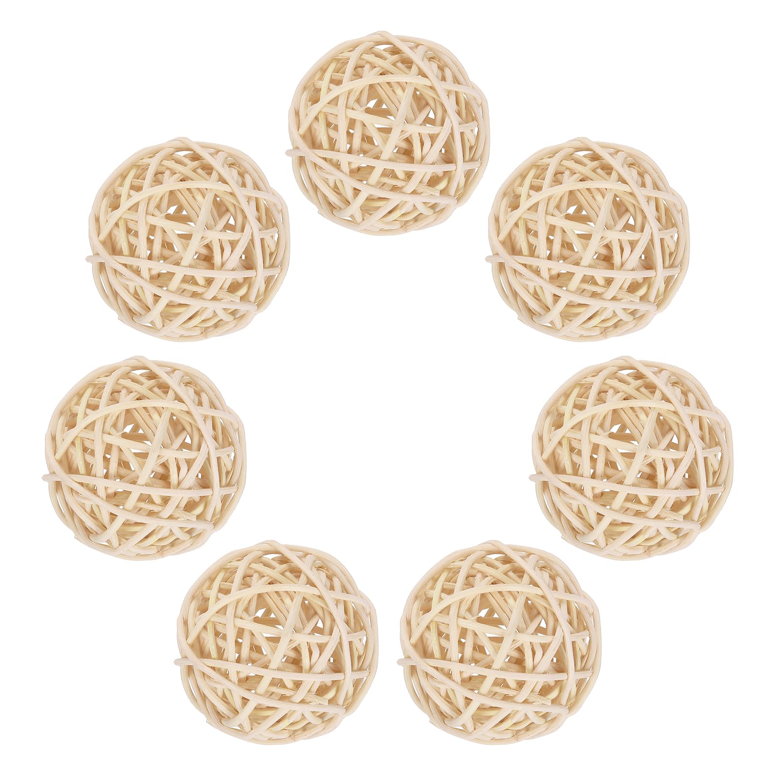 sourcing map 7Pcs Natural Wicker Rattan Balls for Bowl Centerpiece 2 Inch Dia Rattan Wicker Twig Orbs Spheres Decorative Balls for Vase Home Dining Table Wedding Decor