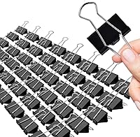 Vista 20 de Clips medianos para carpeta, paquete de 72, 1-1/4 pulgadas, 1.25 pulgadas, estándar de 1.260 in, negro, capacidad de 0.6 pulgadas, clips de papel