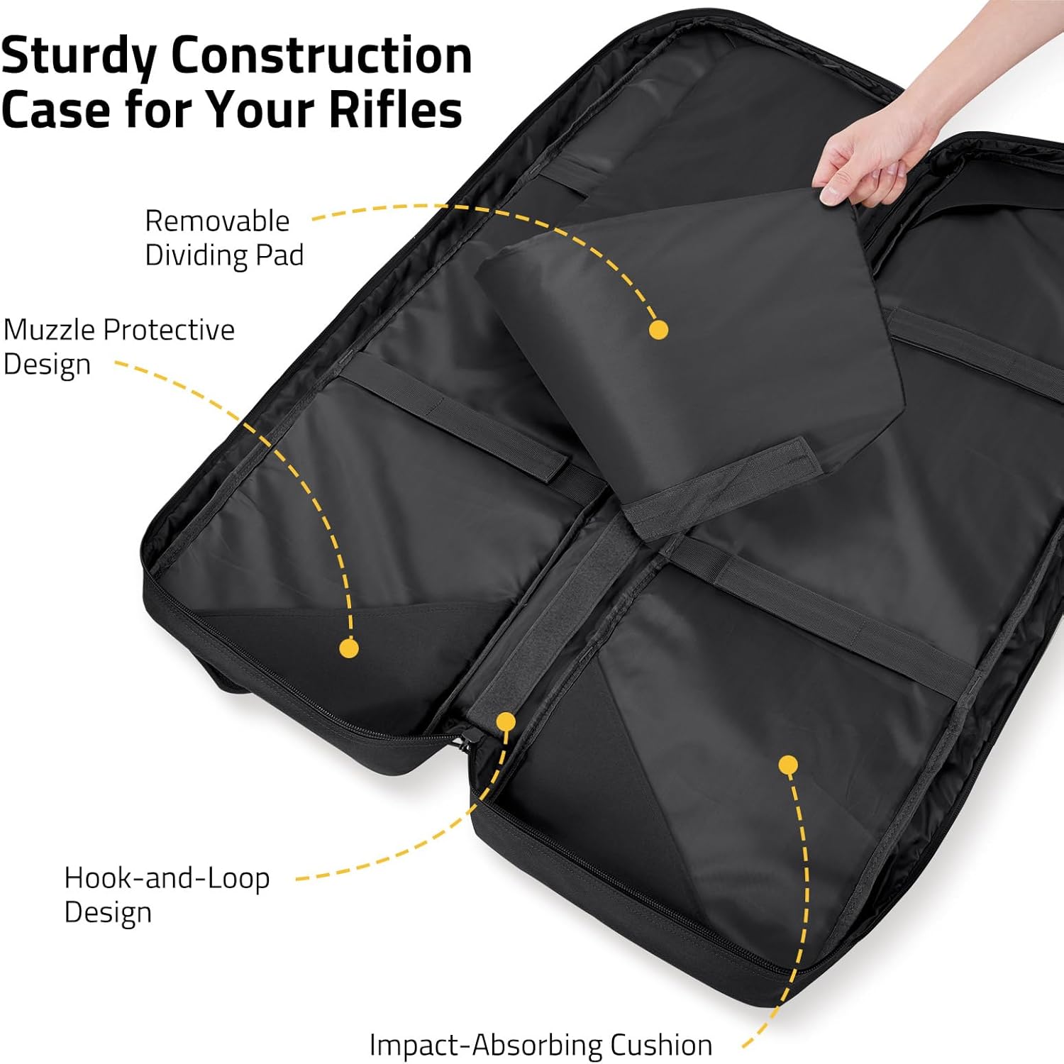 CVLIFE Soft Rifle Case Long Double Bag, Lockable Zipper Gun Case with Four Pockets, Rifle Bag Gun Backpack with Shoulder Straps and Padded Handle for Outdoor Hunting - Image 2