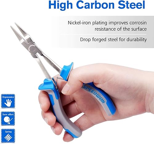 Miniatura 52 de SPEEDWOX Alicates de punta de aguja de largo alcance de 7 pulgadas, alicates de nariz delgados extra largos, mini alicates finos de alambre