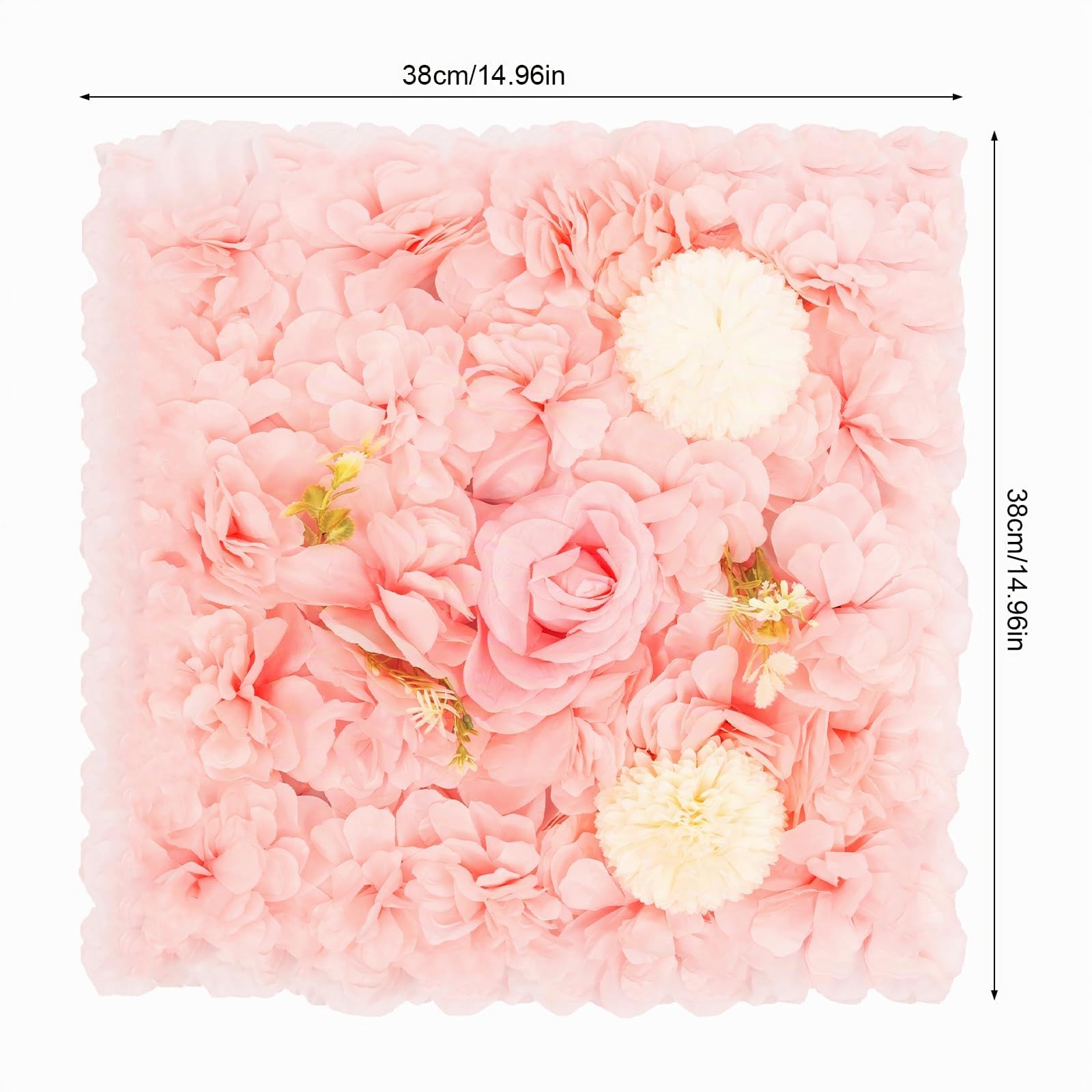 12 Stück Künstliche Blumen Wand aus Kunststoff und Seidengewebe, 3D Künstliche Blumen-Wandpaneel Rosen Deko Blumen, 38 x 38 cm Rosa Blumen Wand Dekor für Dekoration Hochzeit Party (5K)