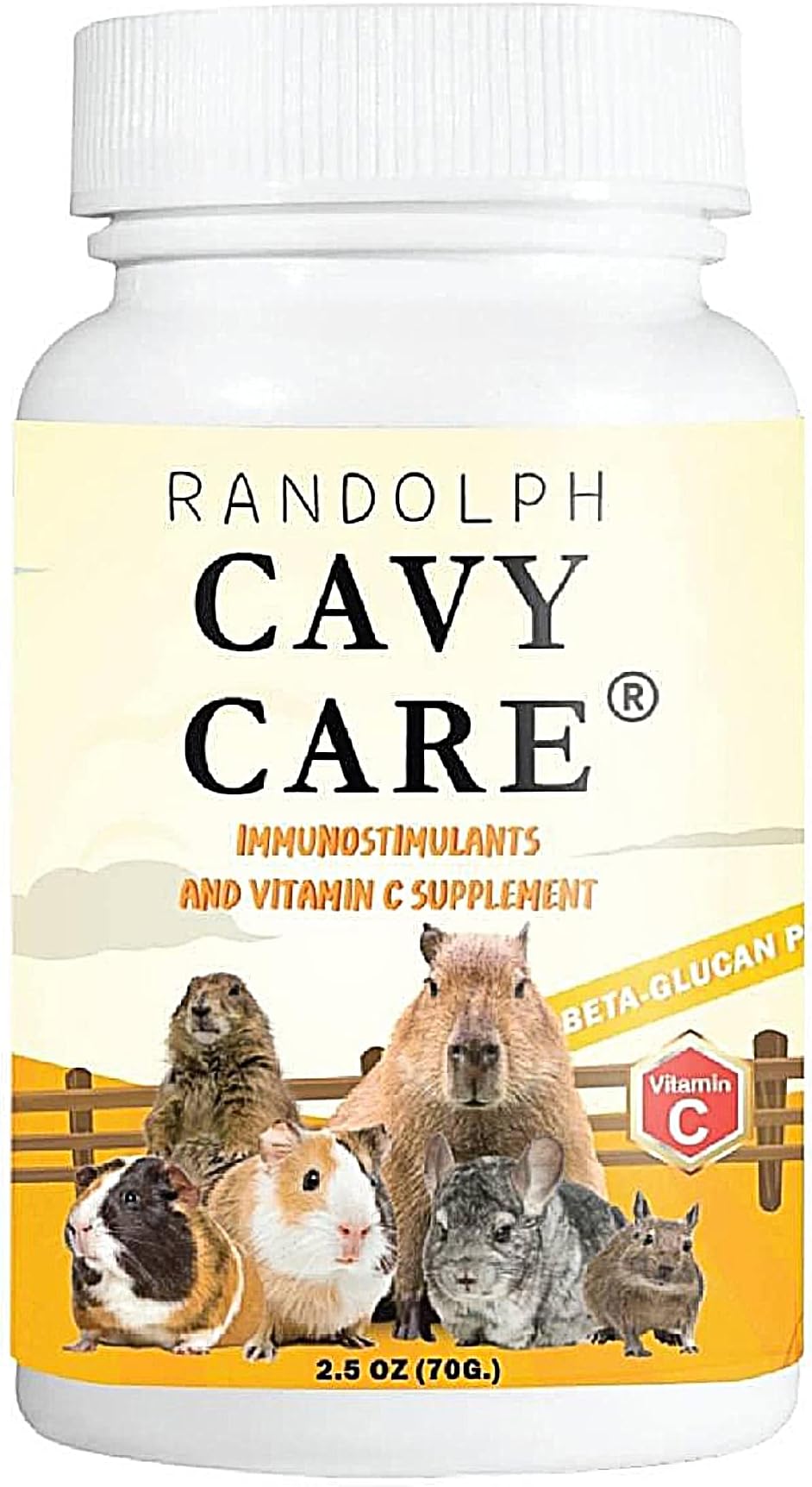 RANDOLPH Cavy Food Care 70 g. IMMUNOSTIMULANTS & Vitamin C Supplement Recovery & Booster Energy for Guinea Pig & Herbivores Small Pet, Probiotics Improved Digestion Best Prevent Healthy Rabbit Feed