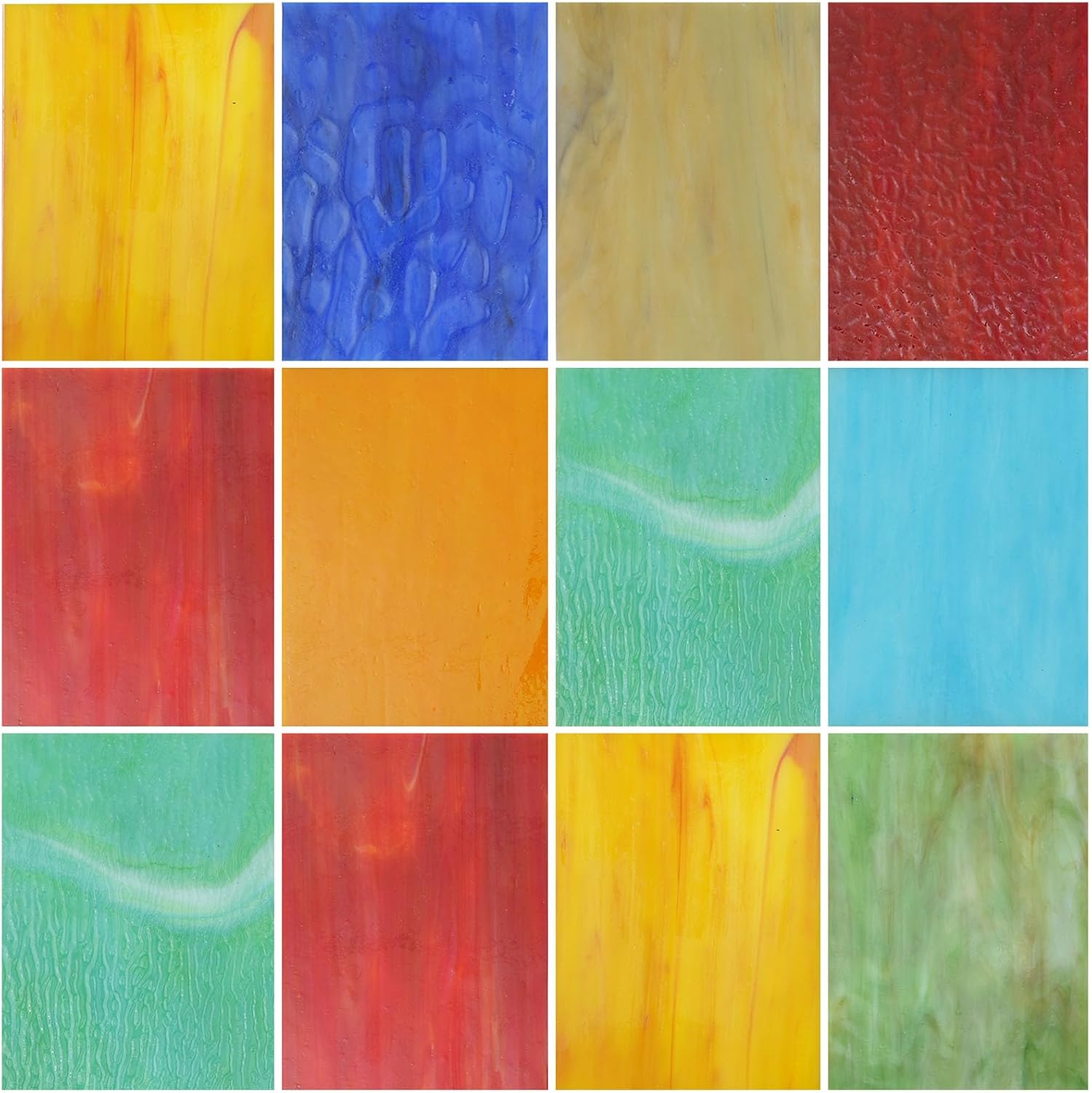 Wecrejoni 9 Sheets Stained Glass Sheets 4 x 6 inch Mosaic