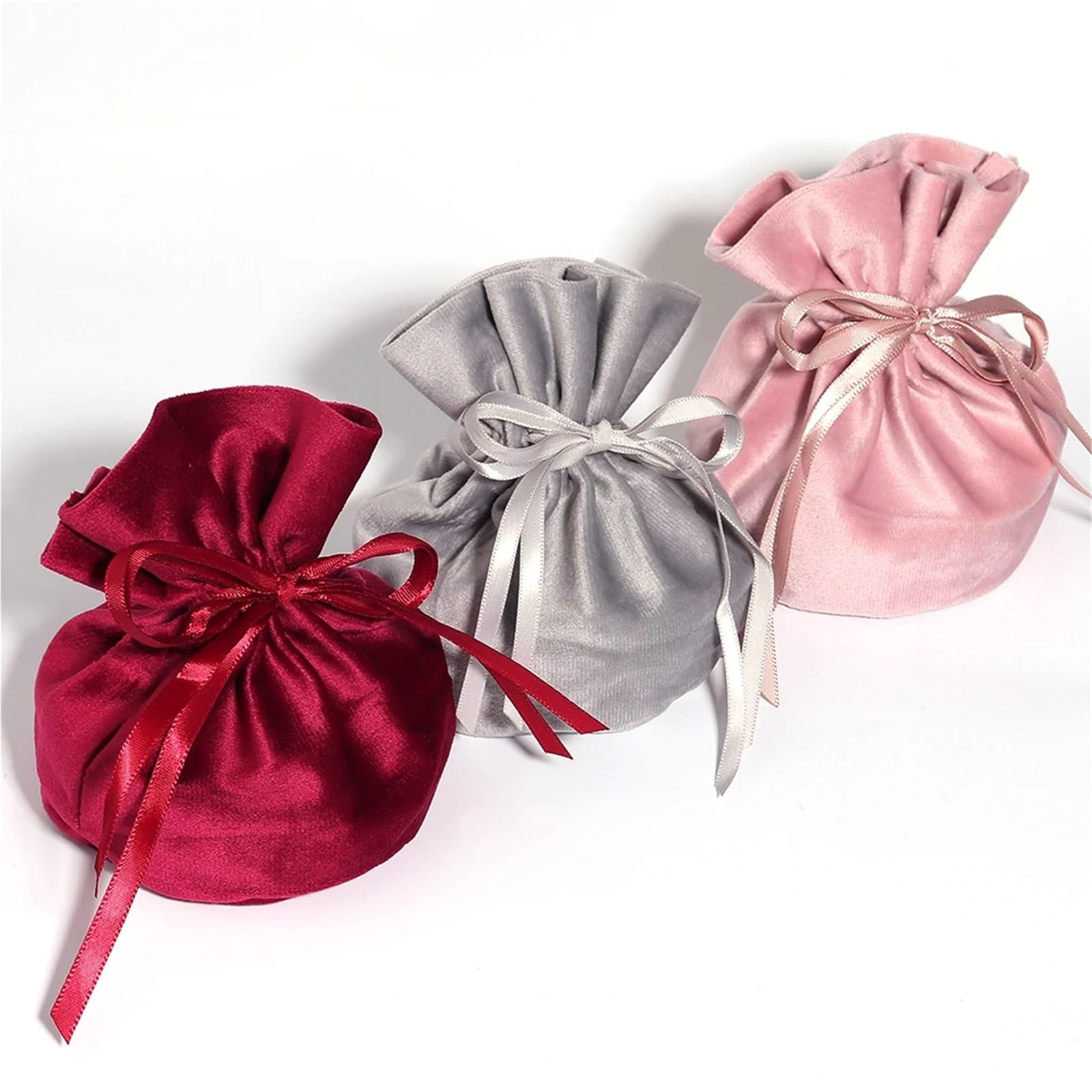 Schmuckbeutel 20 Stück rosa Samtbeutel mit Kordelzug, rote Aufbewahrungsbeutel for Hochzeit, Party, Geschenkverpackung, Schmuck, kleine Geschenke