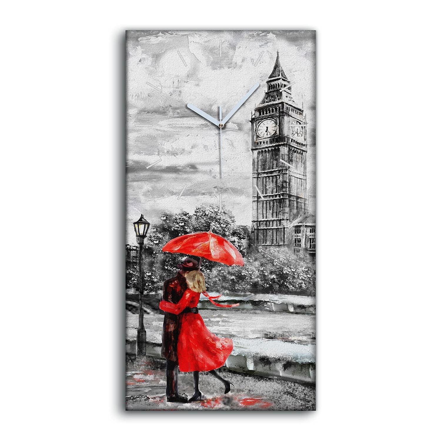 Horloge sur toile sans tic-tac pour chambre art mural 30x60cm