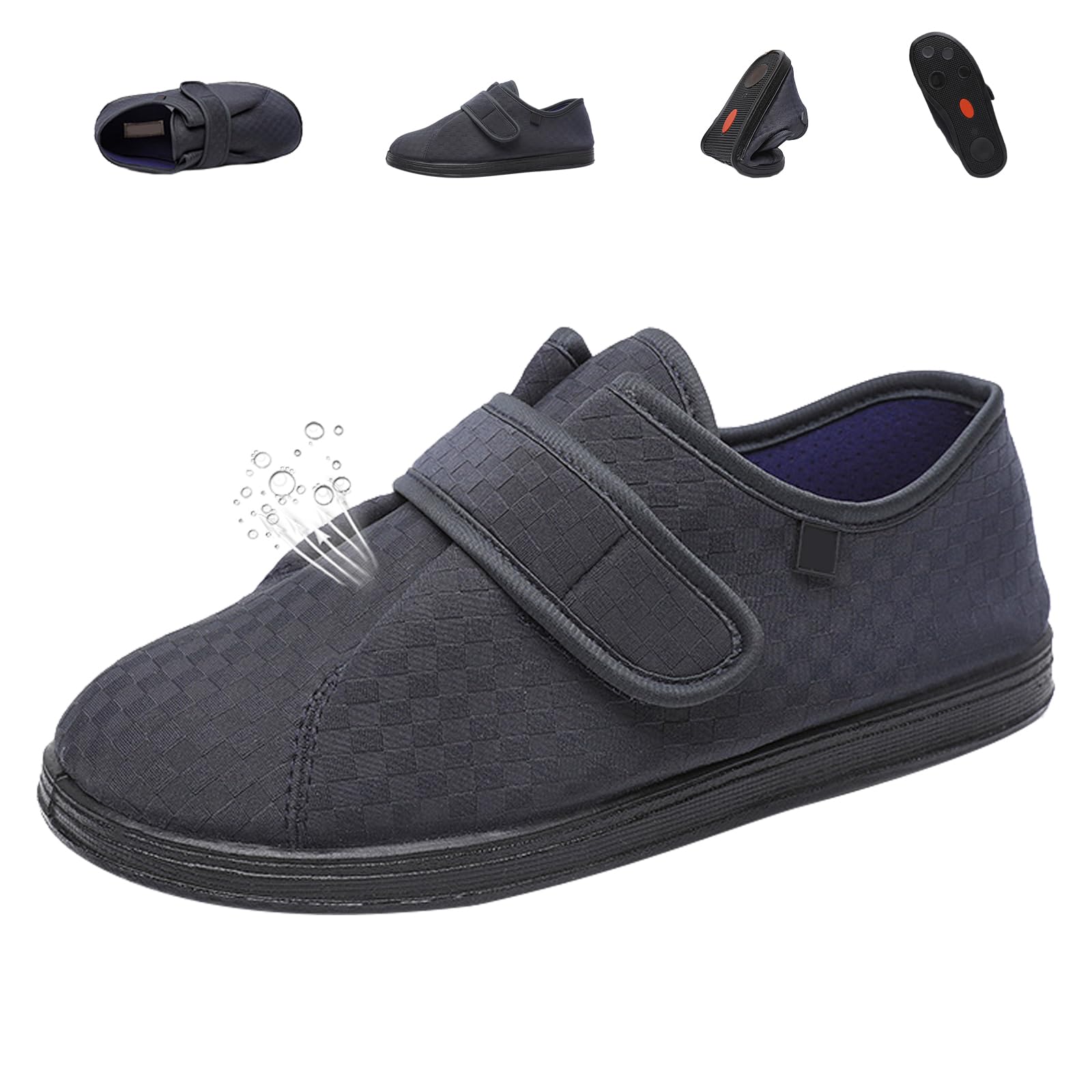 Sandali Donna Pantofole Diabetiche Uomo, Regolabili Antiscivolo Traspirante Larghe Scarpe, Extra Larghe Comode Scarpe di Riabilitazione