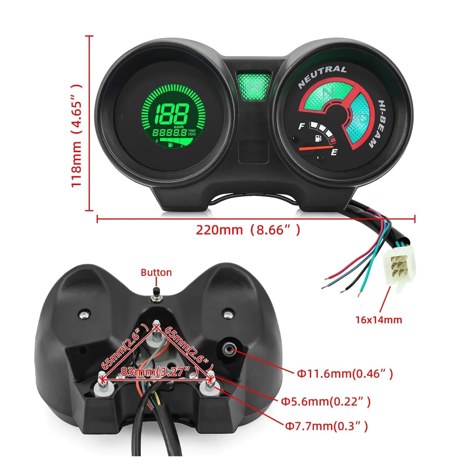 Moto Gauge Contachilometri Contachilometri Per Motocicletta Contachilometri Per Motocicletta Cruscotto Retroilluminato A 7 Colori Per Brasile 150 Per CG150 2004-2009
